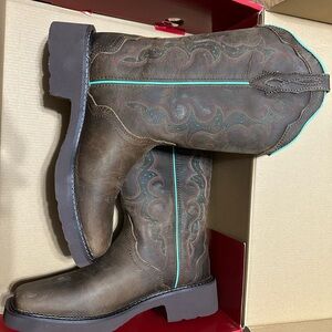 J Boots Women's Brown and Turquoise Western Boots